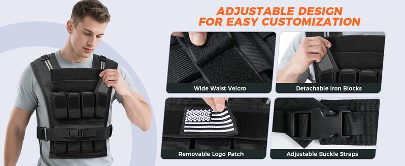 【JumpstartSale】BAGAIL Adjustable Weighted Vest for Men & Women - 20lbs/30lbs/40lbs Removable Iron Weights, Heavy Duty Fitness Vest for Strength Training, Walking Running, Home Workouts