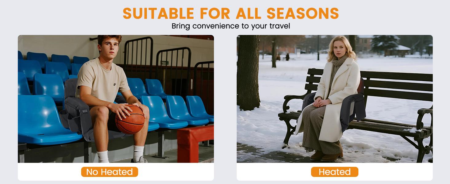 Lilypelle 21“/25” Wide Double Heated Bleacher Seat – 6-Position Recliner with Arms & Back, Portable for Sports & Outdoors, Power Bank Not Included Lilypelle 21“/25” Wide Double Heated Bleacher Seat – 6-Position Recliner with Arms & Back, Portable for Sports & Outdoors, Power Bank Not Included