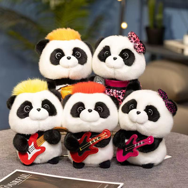 18cm New Simulated Music Panda Doll Stuffed Plush Toy Pillow Handmade Cartoon Anime Suitable Children's Birthday Gift Fun Doll