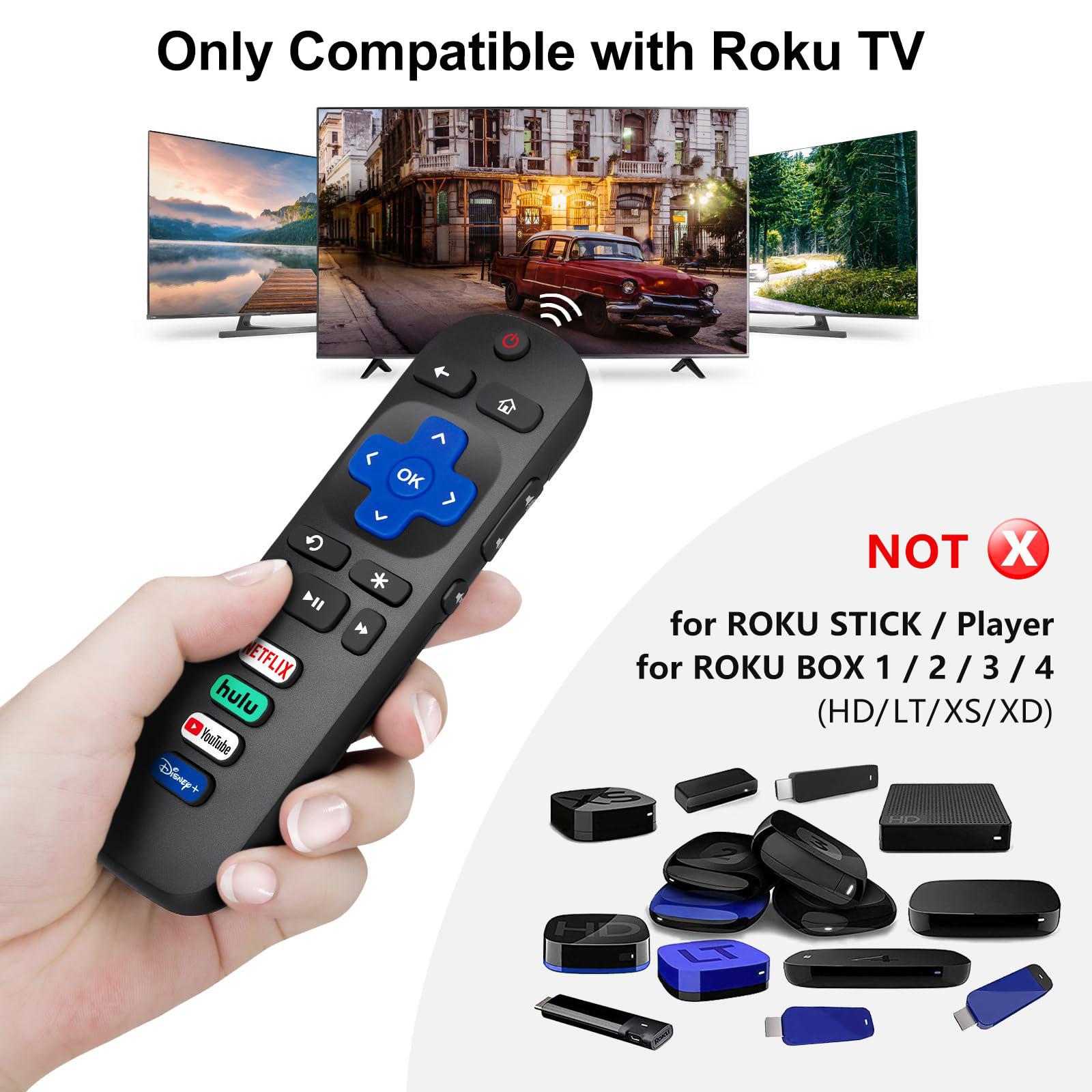 Replacement Remote Control Only for Roku TV, Compatible for TCL Roku/Hisense Roku/Sharp/Philips/Onn Roku (Not for Roku Stick and Box) Replacement Remote Control Only for Roku TV, Compatible for TCL Roku/Hisense Roku/Sharp/Philips/Onn Roku (Not for Roku Stick and Box)