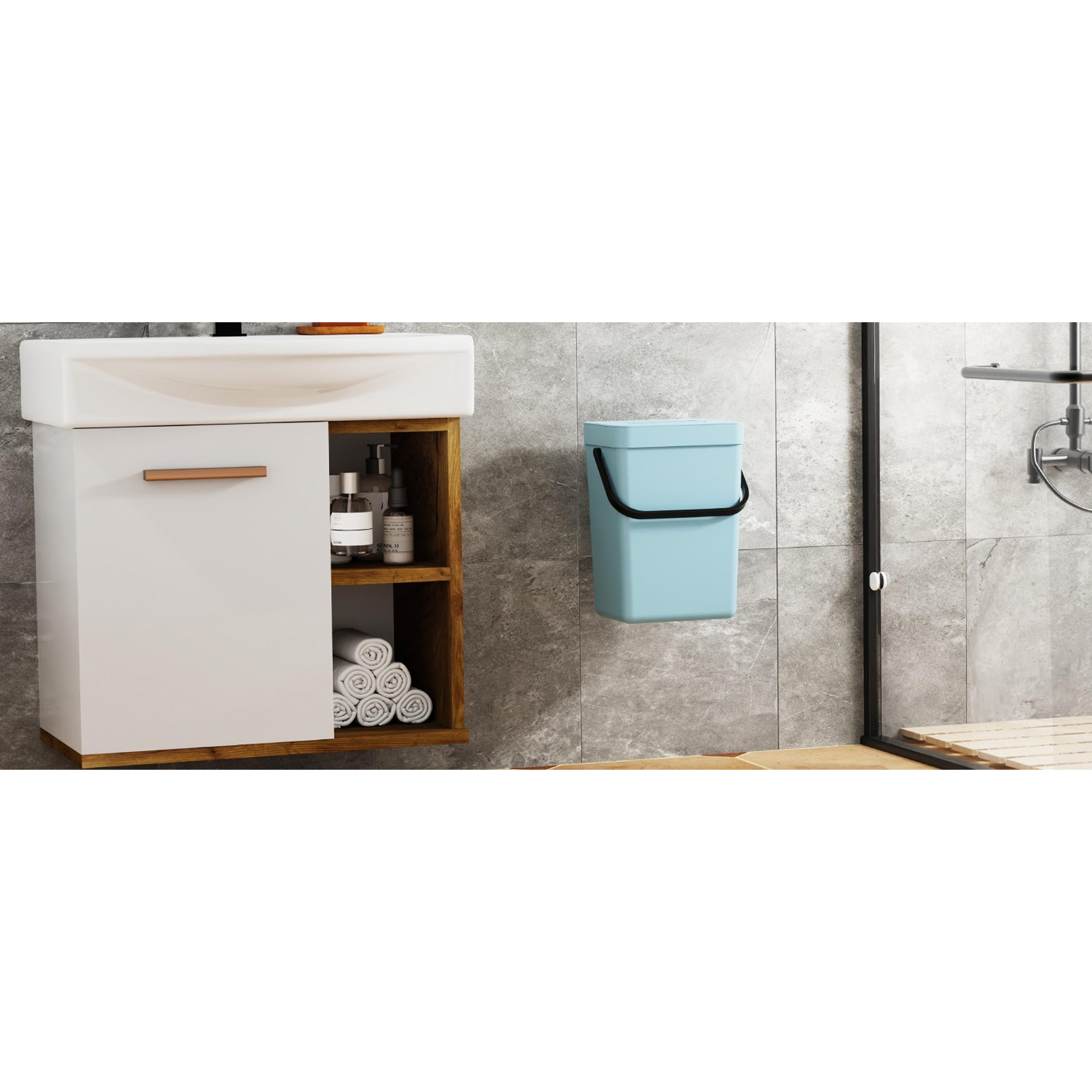 Under Sink Trash Can，Kitchen Compost Bin, 3.2 Gallon/12L, Black | Hanging Garbage Can for Kitchen/Bathroom/Cupboard,Wall Mounted, Plastic Food Waste Bin, RV Trash Can