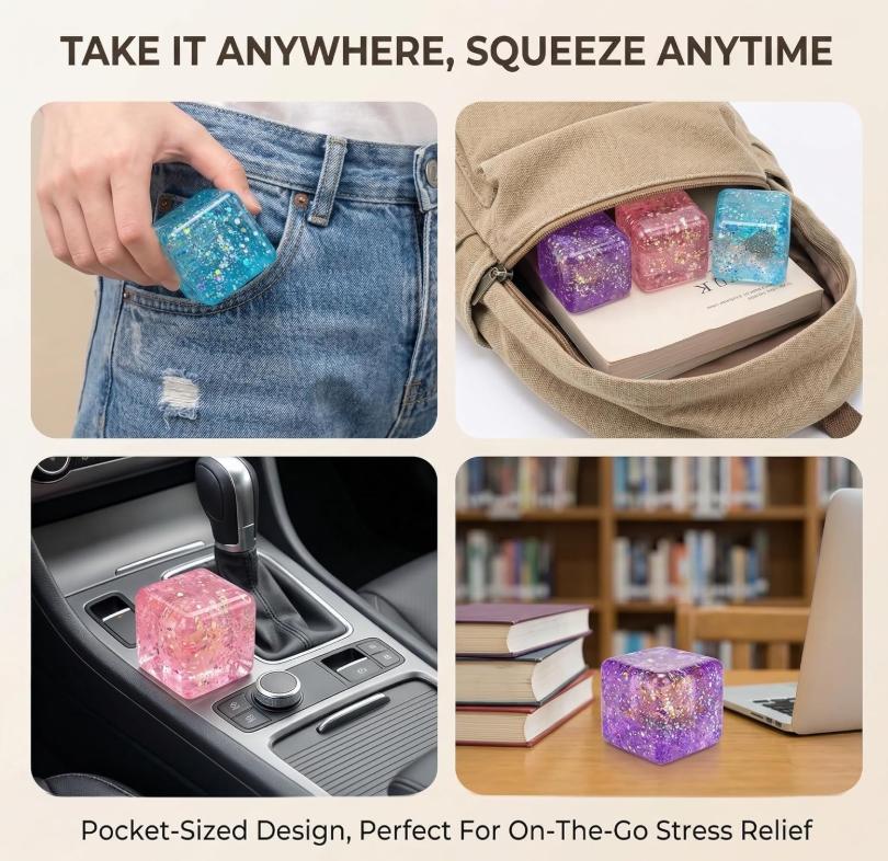 Aurora Cube Stress Ball, Ice Cube Shaped Slow Rebound  Squishy Decompression Toy For Kids, Sensory Fidget Toys For Teens.Made Of Maltose Stuffers, Super Soft And Bouncy To Touch, Great For Stress Relief.Perfect For Party Favors And Daily Gifts.