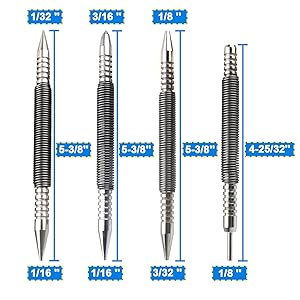Nail Set with Size Marked,Center,4pcs Dual Head Nail Setter,Hammerless Door Hinge Pin Removal Tool1/8-in, 3/32-in, 3/16-in, 1/16-in, 1/32-in, 1/8-in Nail Set with Size Marked,Center,4pcs Dual Head Nail Setter,Hammerless Door Hinge Pin Removal Tool1/8-in, 3/32-in, 3/16-in, 1/16-in, 1/32-in, 1/8-in