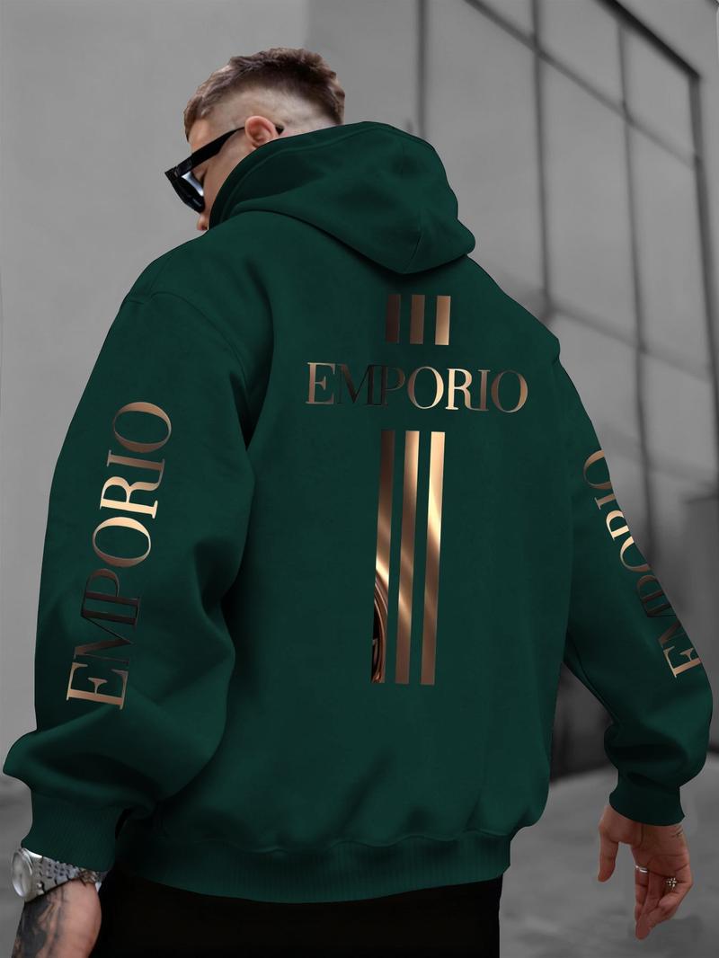 Emporio Gold Graphic Oversized Hoodie | White Streetwear Hoodie with Luxury Brand-Inspired Print | Trendy Outfit for Fashion & Streetwear Enthusiasts | Comfortable & Stylish