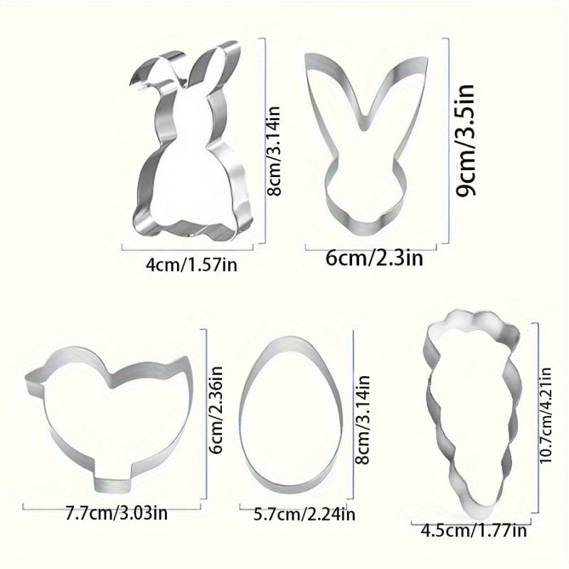 5-Piece Stainless Steel Biscuit Cutter Set, Rabbit and Carrot Shapes, Durable 430 Steel, Ideal for Cookies, Gingerbread, Fondant, Party Decorations