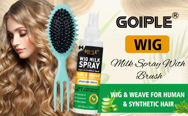 Goiple Wig Milk Spray 2 in 1 Moisturizing Leave-In Conditioner Spray for Synthetic Hair & Detangler for All Hair Types Shampoo Blend