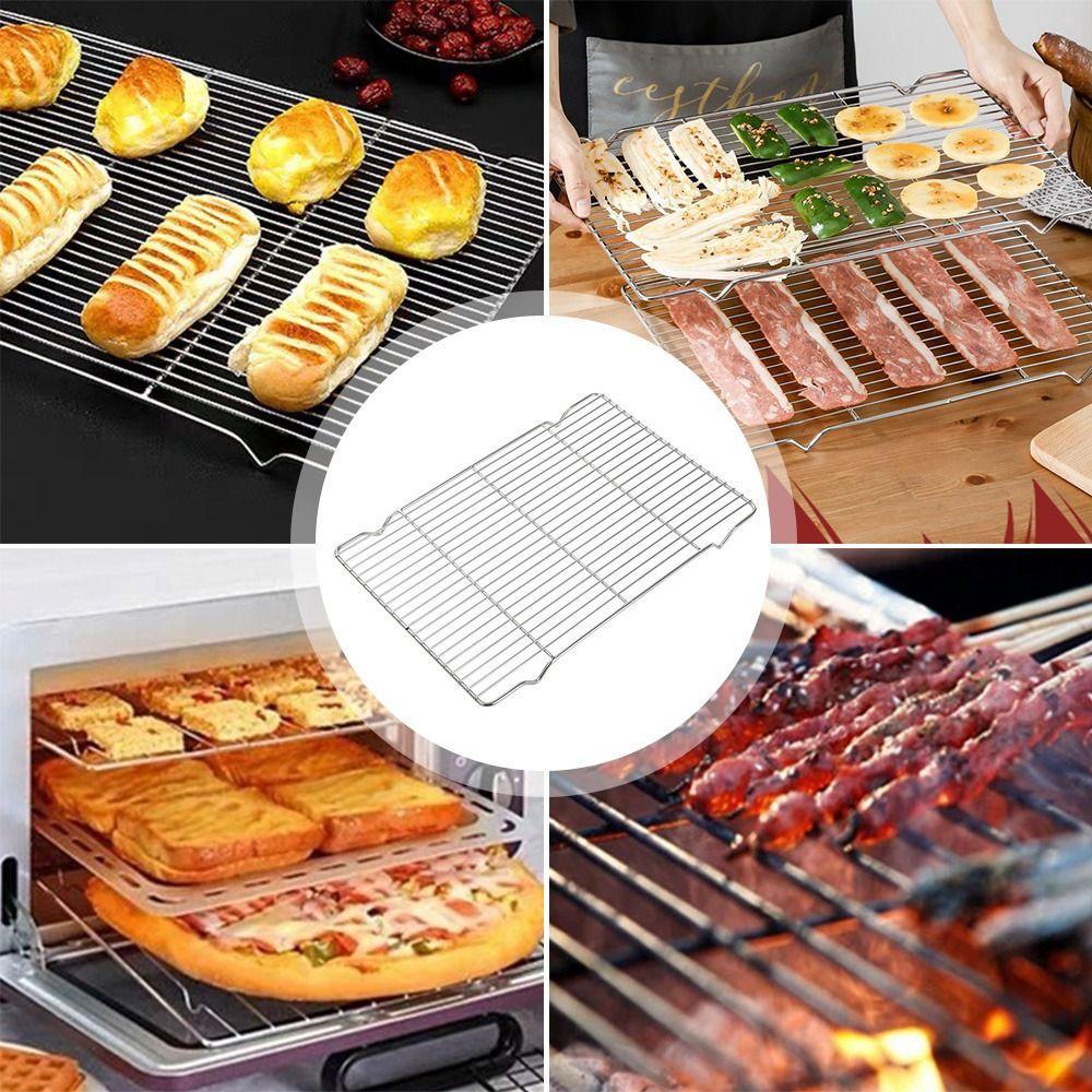 New Stainless Steel Cooling Rack Non-stick Silver BBQ Tray Barbecue Cooking Mesh Shelf