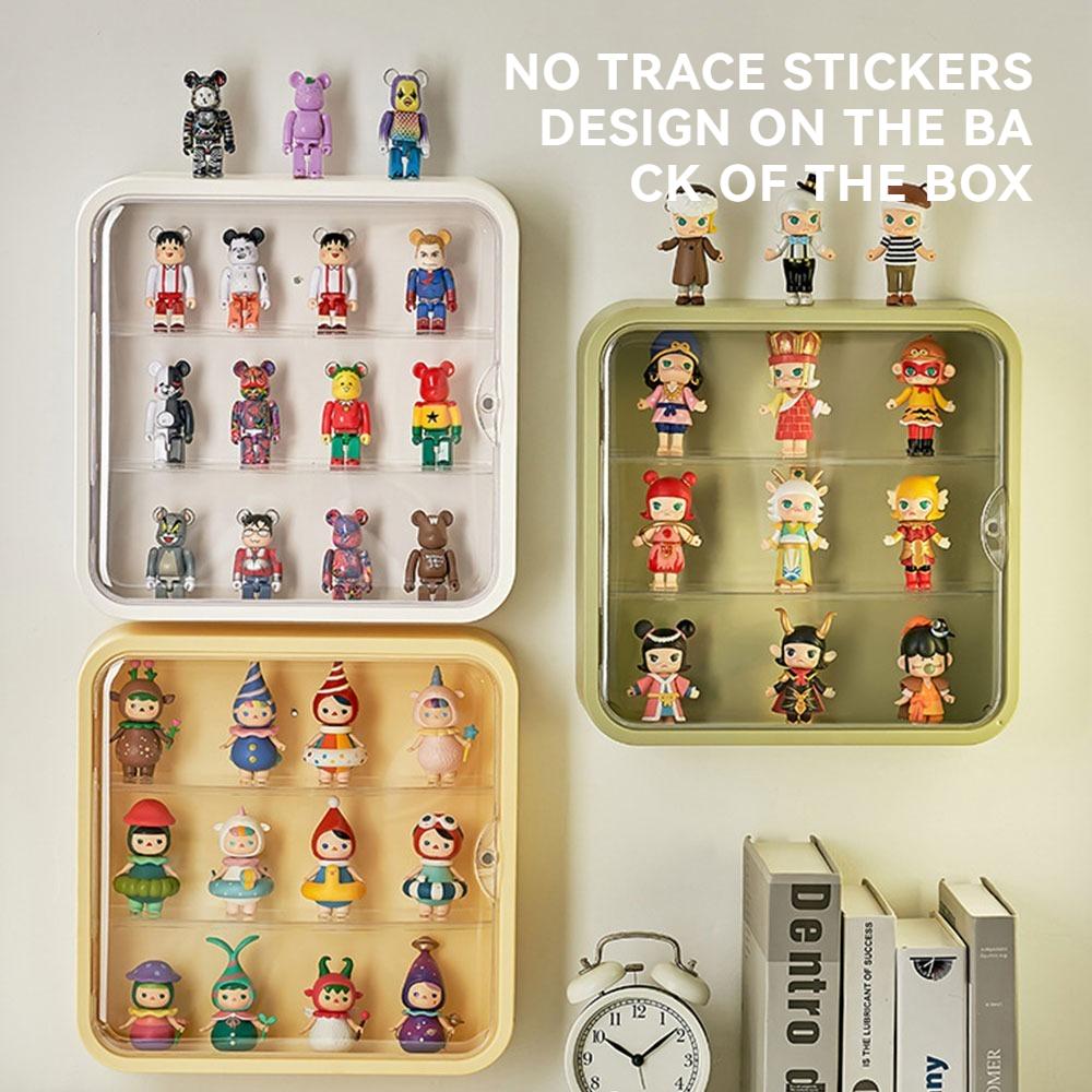 3 Layers Storage Rack Clear Shelving Dustproof Display Case For Doll Blind Box keychains Bag Charms Organizers Figure Showcase Wall Mount Vertical Magnetic Transparent Door Home Organizer Large Capacity Desktop Tour Gift For Friends