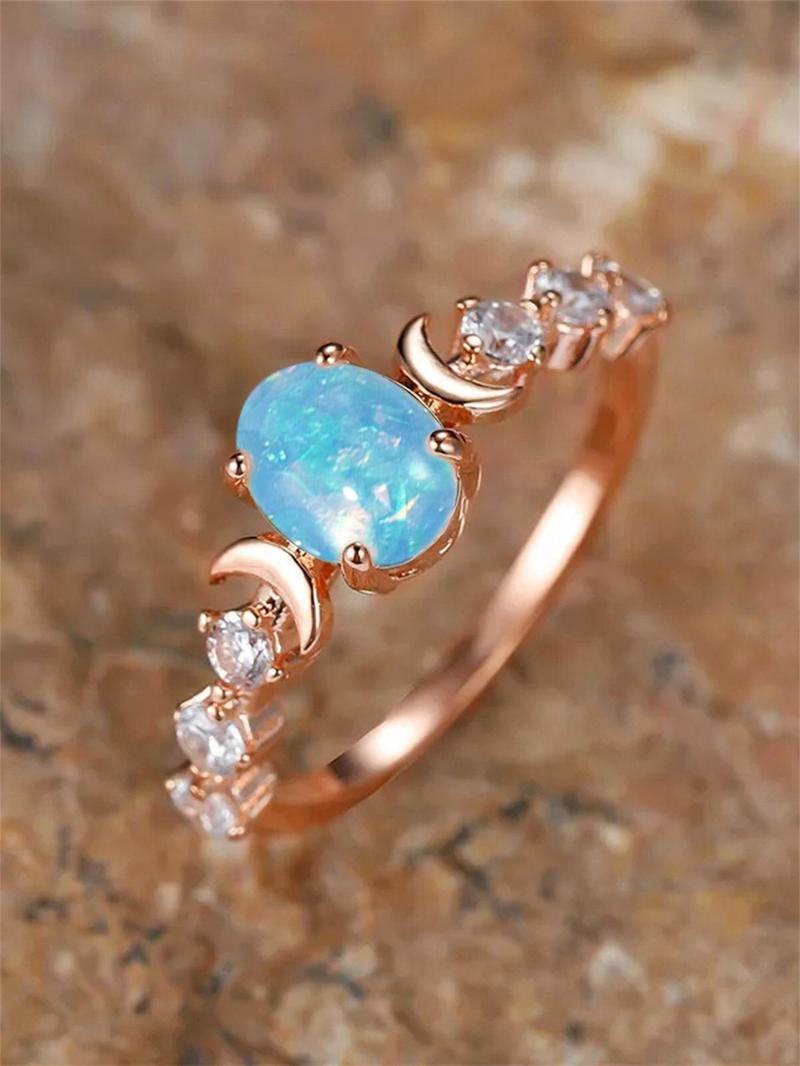Summer Oval Shaped Artificial Gemstone & Rhinestone Decorated, Oval Halo Ring, Gifts for Her, Wedding & Engagement Jewelry Gift for Women, Wedding Rings