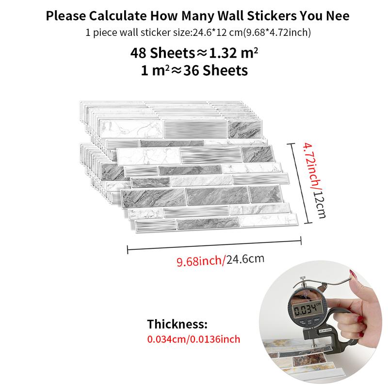 48pcs Marble Pattern Wall Sticker, Self AdhesivePeel & Stick Wall Decal, Waterproof & Oil-proof WallSticker For Kitchen Bathroom Home Office Decor 48pcs Marble Pattern Wall Sticker, Self AdhesivePeel & Stick Wall Decal, Waterproof & Oil-proof WallSticker For Kitchen Bathroom Home Office Decor