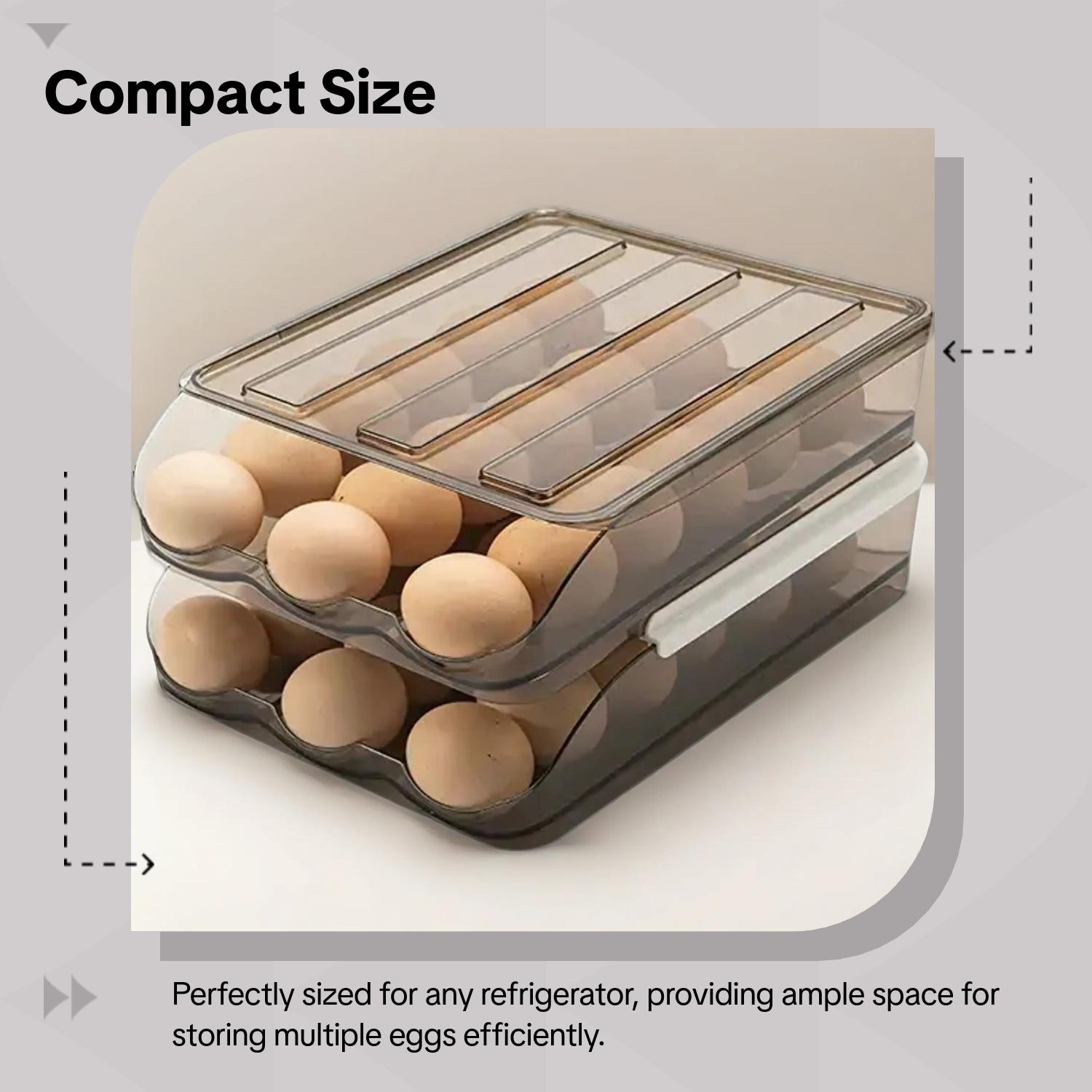 Transparent Multi-Layer Egg Storage Box, Refrigerator Slide-Type Egg Roller, Fresh-Keeper Design, Ideal for Organized Kitchen Use, Refrigerator Egg Organizer