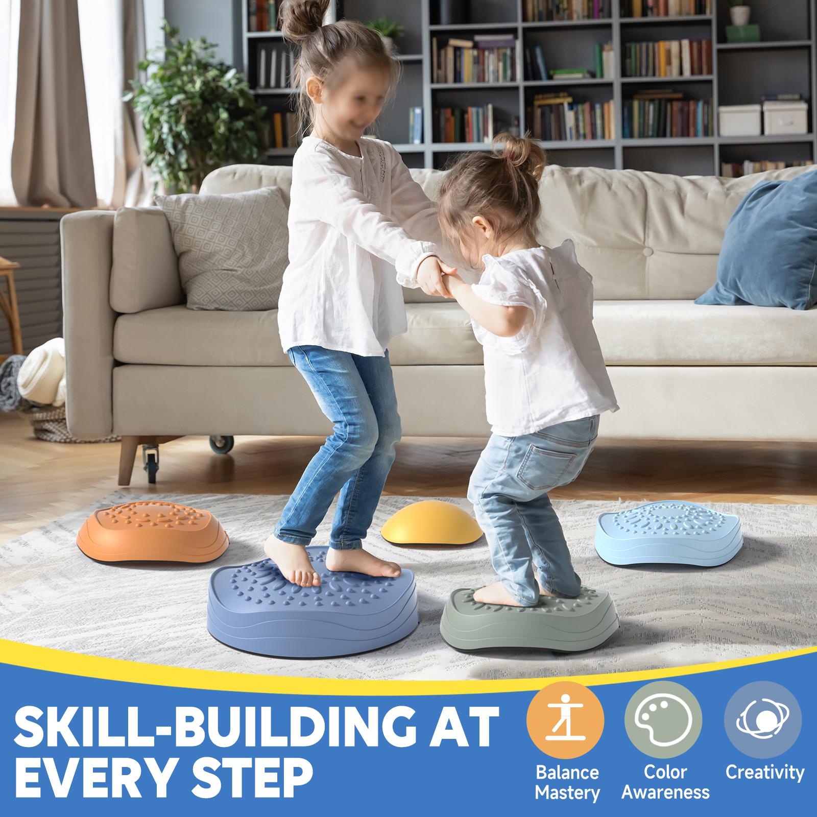 Lehoo Castle Stepping Stones for Kids, Non-Slip Stepping Stones, Indoor & Outdoor Toys, Obstacle Course, Sensory Balance Stepping Stones, outdoorfun