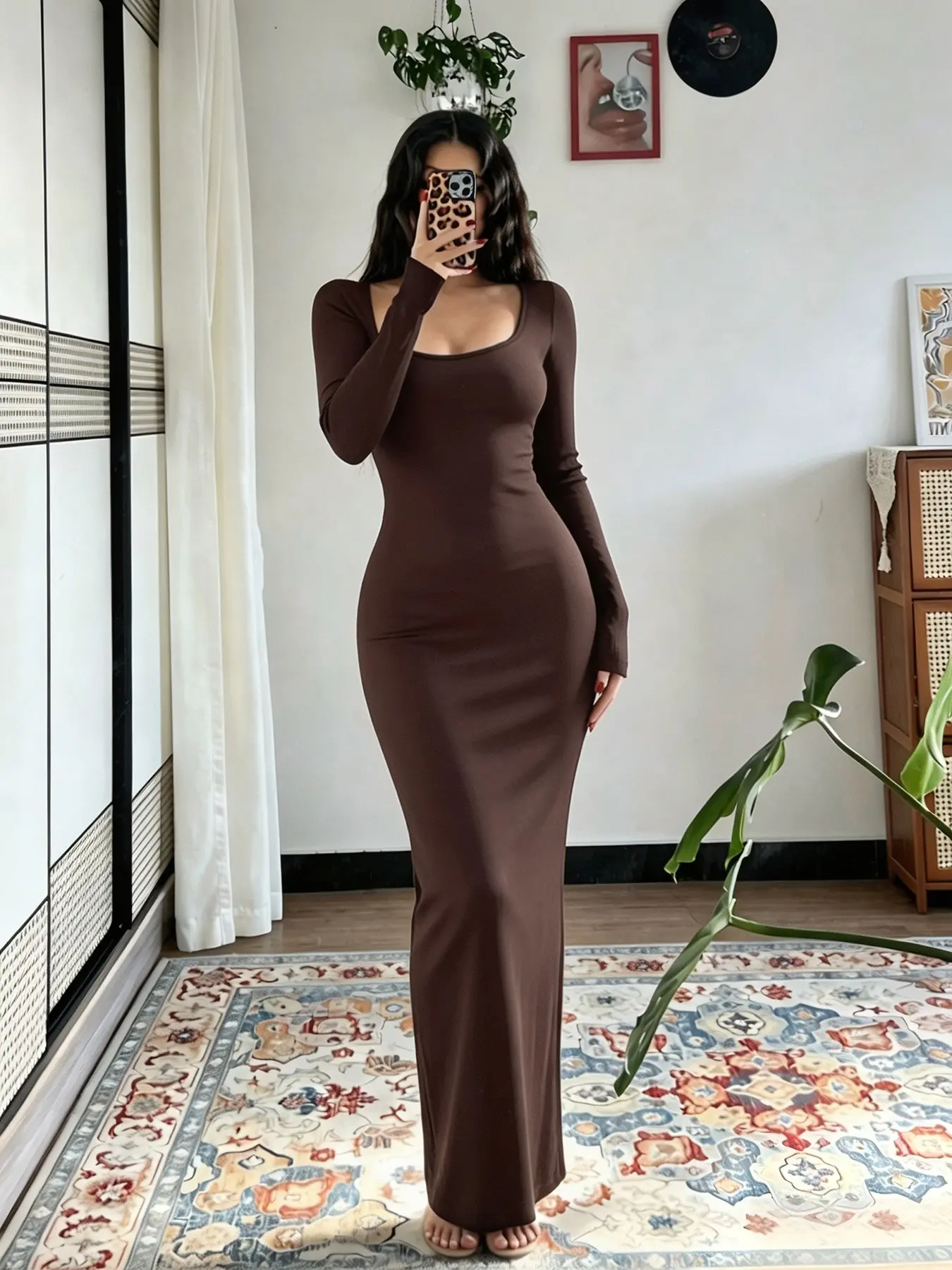 Women's Bodycon Dress, Fashion Slimming Long Dress, Elegant Plain Surface, Unlined, All Season Wear, Batch Number Tk0032
