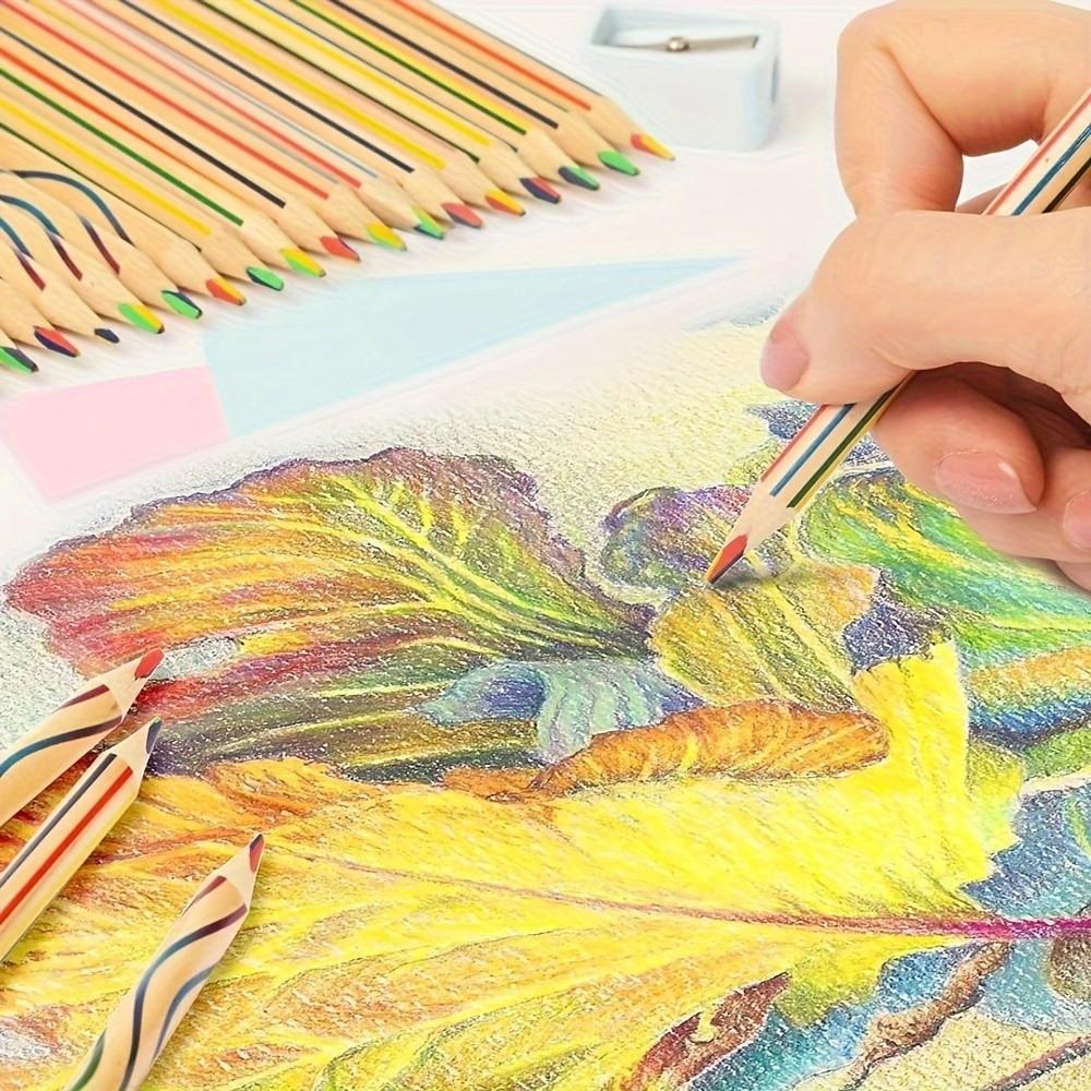 12-Pack 7-Color Wooden Pencils Set, Creative Art Supplies Ideal for Drawing & Writing, Perfect for Artists & Beginners