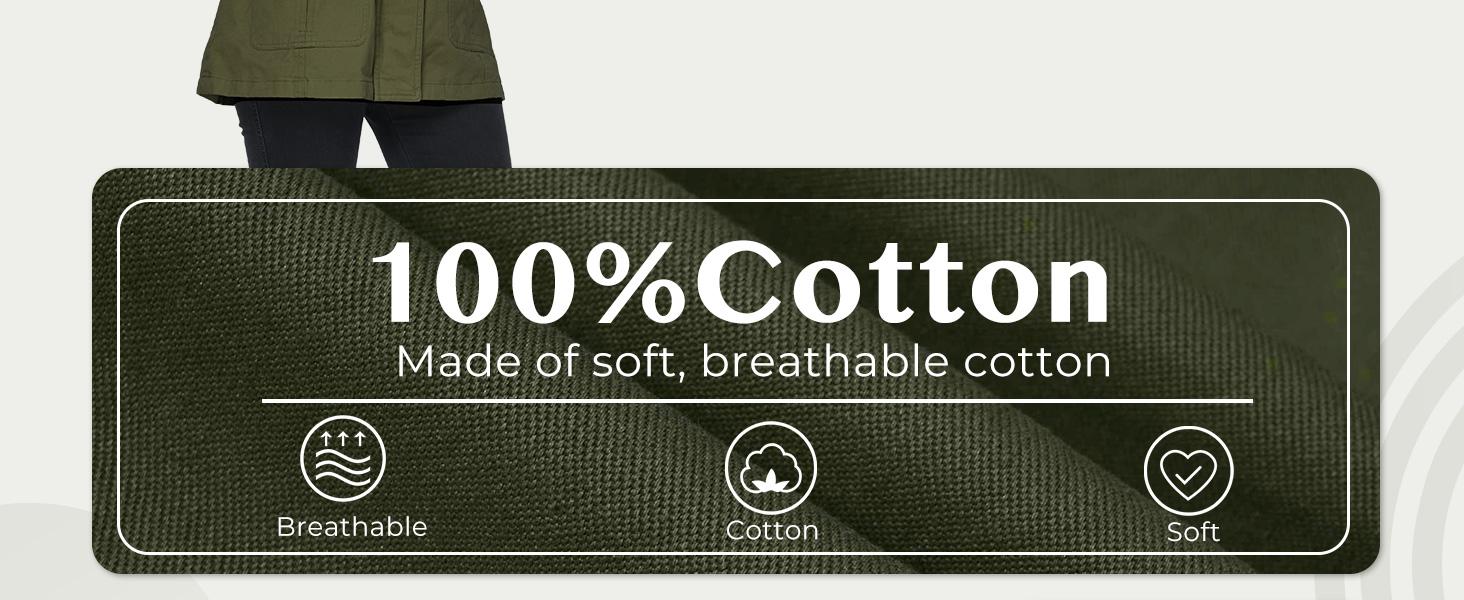 Women's Cotton Military Jacket Lightweight Casual Anorak Coat with Hood Womenswear Tops Comfort  Lady Outerwear Underwear Lady Long Sleeve Fitted