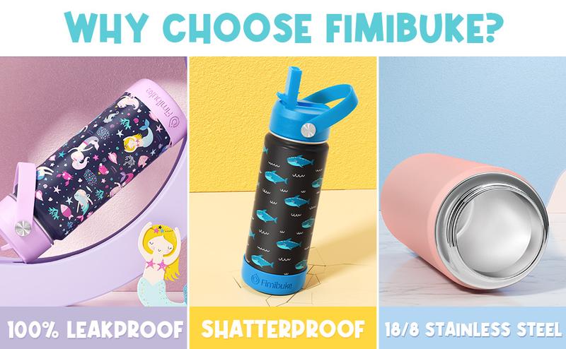 Product Introduction of Fimibuke Insulated Water Bottle - 18oz BPA-FREE 18/8 Stainless Steel Cup with Straw Travel Tumbler Double Wall Vacuum Leak Proof Water Bottle for School Boys Girls Mug Springtok 1