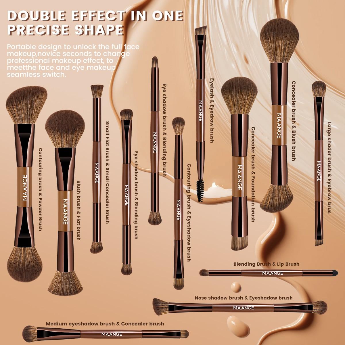 Maange 14-Piece Makeup Brush Set with 13 Brushes & Cosmetic Bag, Foundation Brush, Concealer Brush, Blush Brush, Eyeliner Brush