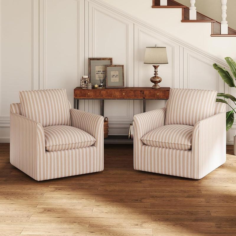 [TikTokShopBlackFriday]Upholstered  Swivel Accent Reading Chairt with Backrest Cushion – Armless Modern Lounge Chair with Soft Seat and Wooden Legs for Bedroom, Living Room, Small Spaces, Easy to Assemble