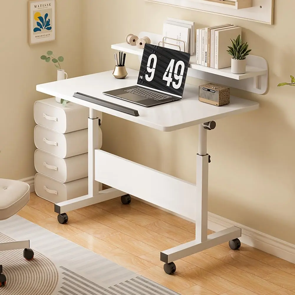 Gaomon Adjustable Height Collapsible Standing Desk with Metal Frame - Wheeled Base Mobile Ergonomic Convertible Computer Table, Compact Portable Workstation for Home Office & Small Spaces
