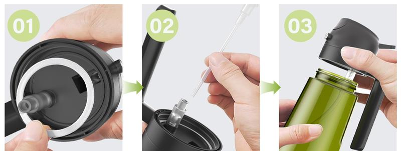 2 Count 2 in 1 Oil Sprayer and Oil Dispenser for Kitchen - 16oz/470ml Light-Blocking Dark Glass Olive Oil Spray Bottle for Cooking, Air Fryer, Salad & BBQ Utensils