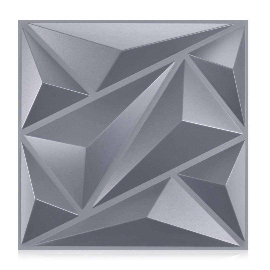 12/20/30PCS 3D Diamond Pattern Wall Panels, PVC Material 3D Wall Decorative Diamonds, Indoor Wall Decoration, 11.8x11.8 Inches, Includes Adhesive