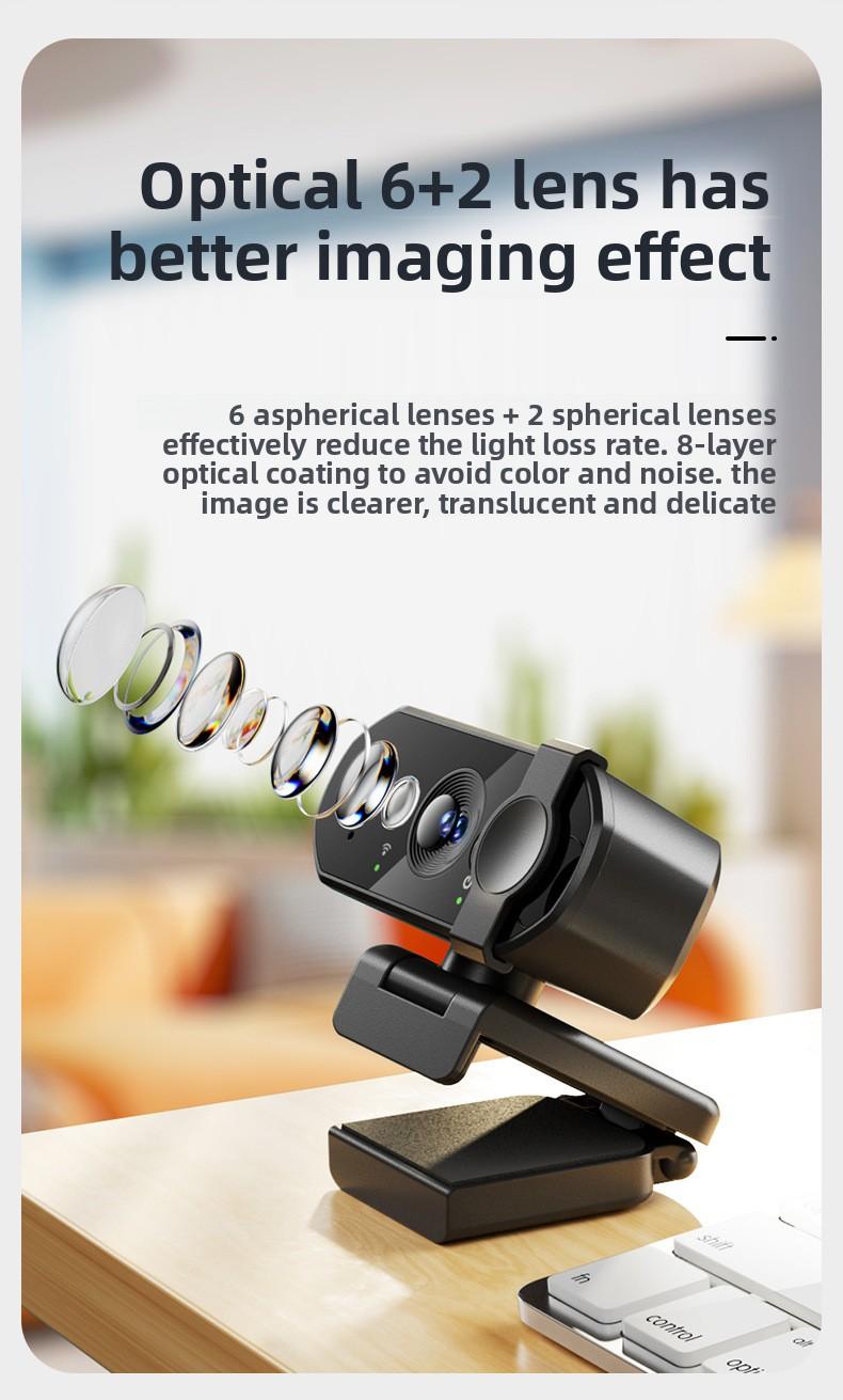 4K HD Webcam for PC Desktop Laptop with Microphone, USB External Camera for Online Class, Video Conference, Live Streaming, Built-in Mic, Plug and Play