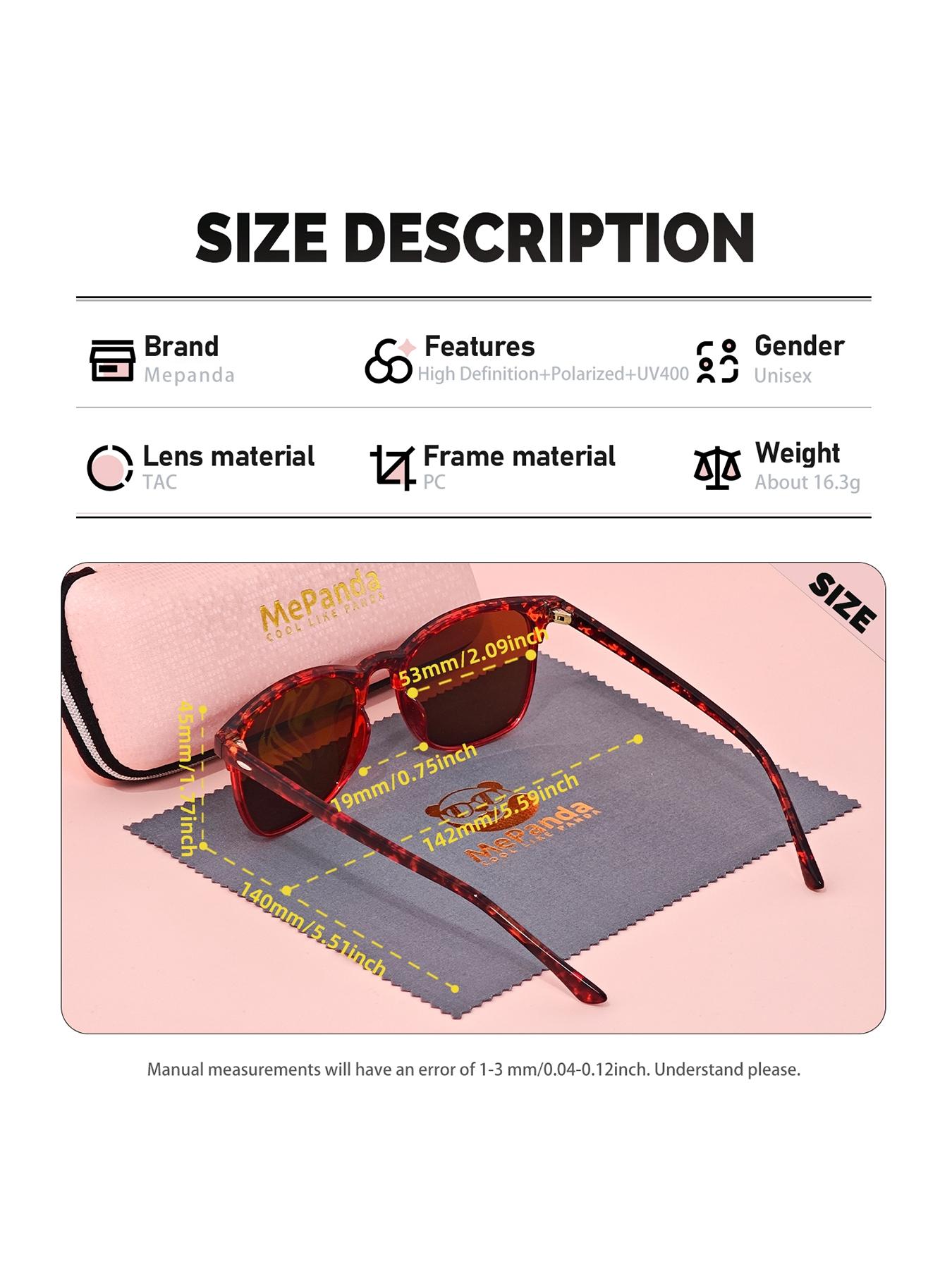 1 Piece MePanda Unisex Square Full Frame Sunglasses Smooth Lines Elegant and Refined Sunglasses UV400