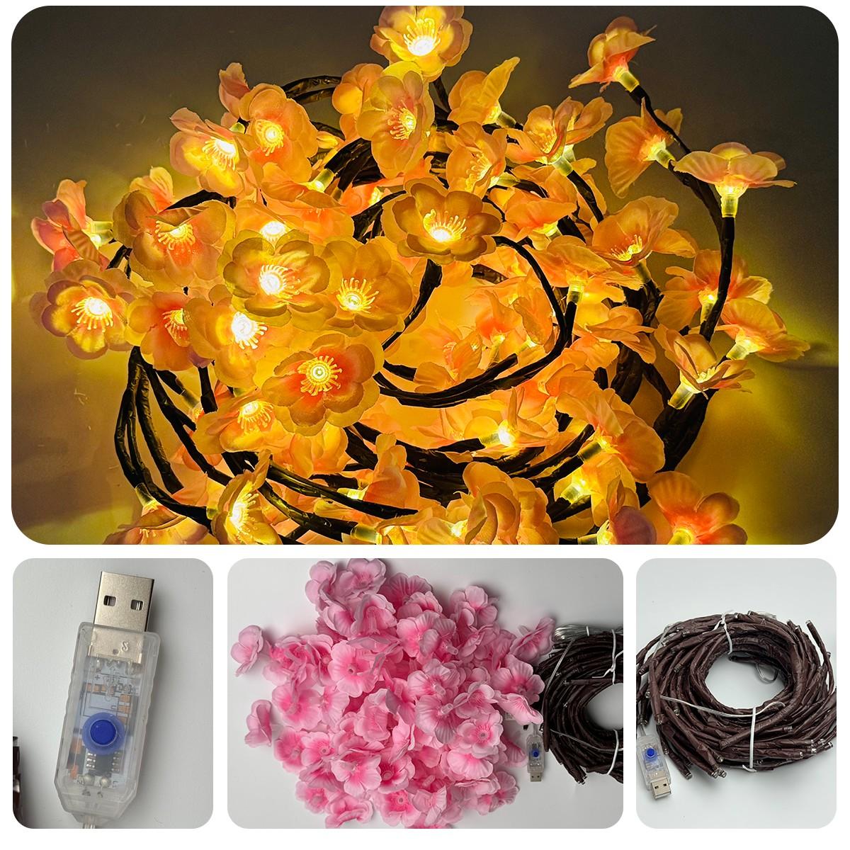96led Cherry Blossom Tree Light, DIY Realistic Sakura Bedroom Decor Lamp, Party Restaurant Wall Decoration, Wedding Holiday Xmas Home Ambiance