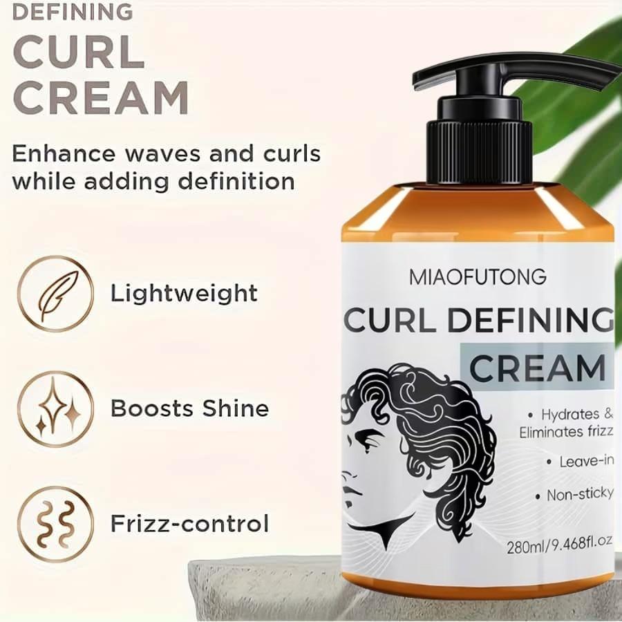 Men's Favorite 9.468fl.oz Curl Defining Cream with Moroccan Argan Oil, Coconut Oil & Shea Butter for Long-Lasting Bounce - Perfect for Leslie Waves, Curly and Loose Curls, Hydrates & Enhances Definition while Smoothing Frizz - Essential Travel Gift for Bo
