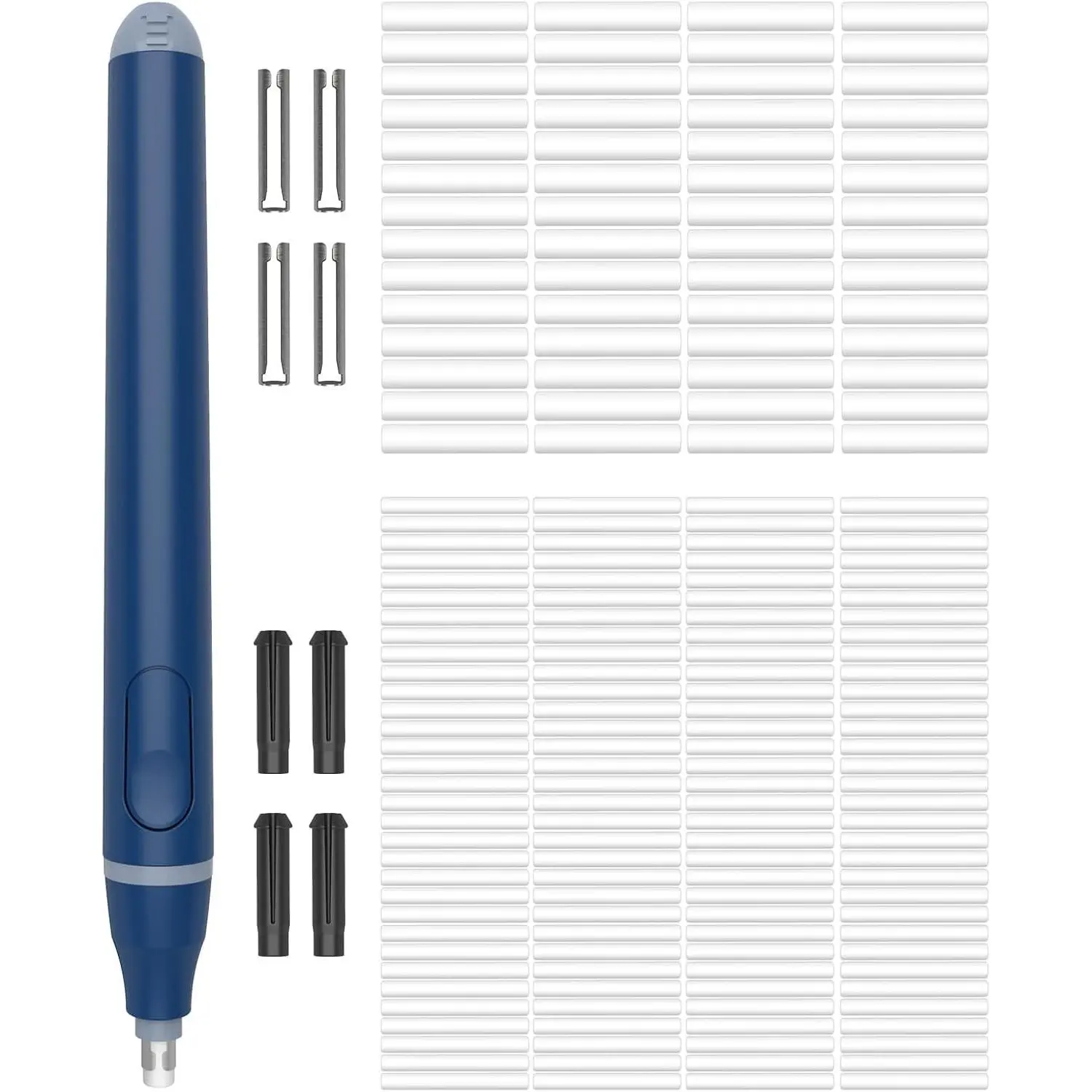 Battery Operated Electric Automatic Pencil Eraser with 220 Eraser Refills 2 Sizes Comfort Grip for Drawing Ideal for Artists Students Sketch Engineers Blue