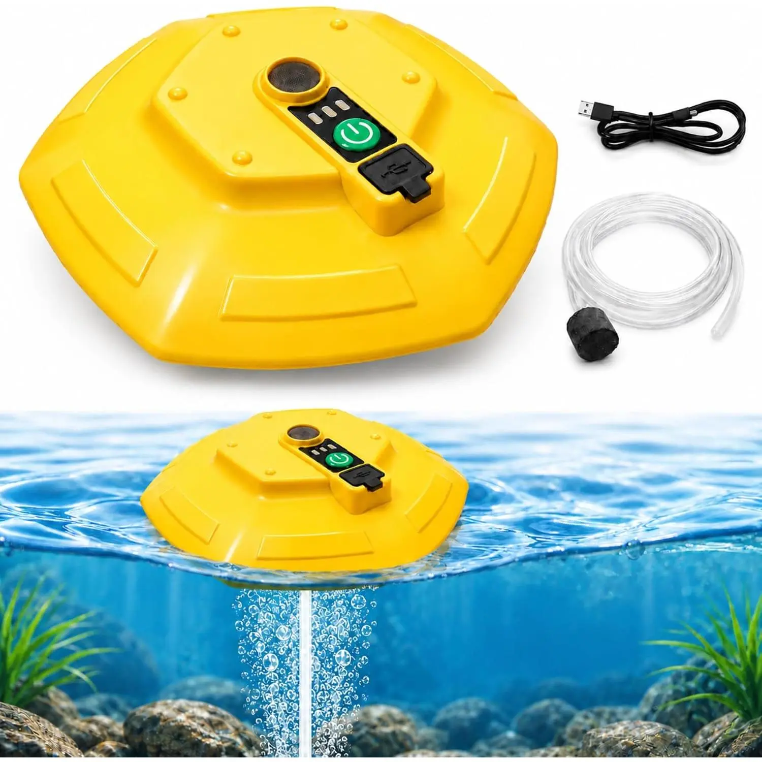 Floating Aerator for Live Bait, Rechargeable Bucket Aerator