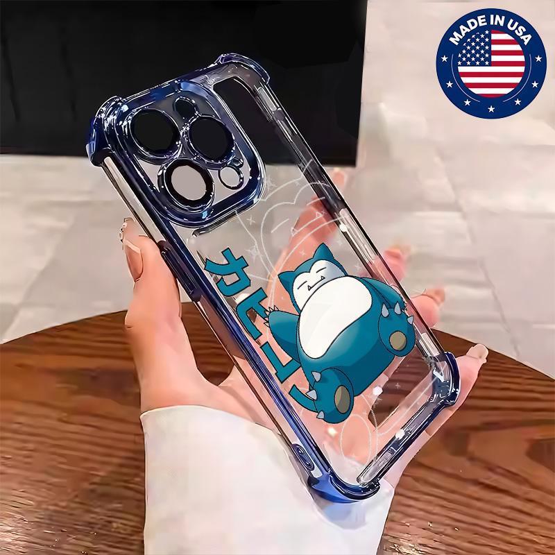 Pokémon Snorlax Aesthetic Vintage Unique Fashion Trend Casing, Soft Silicon TPU Cellphone Cover for iPhone 16/15/14/13/12 Plus Pro Max, Protective Anti-Drop Shockproof Anti-Scratch Mobile Phone Accessories, Custom