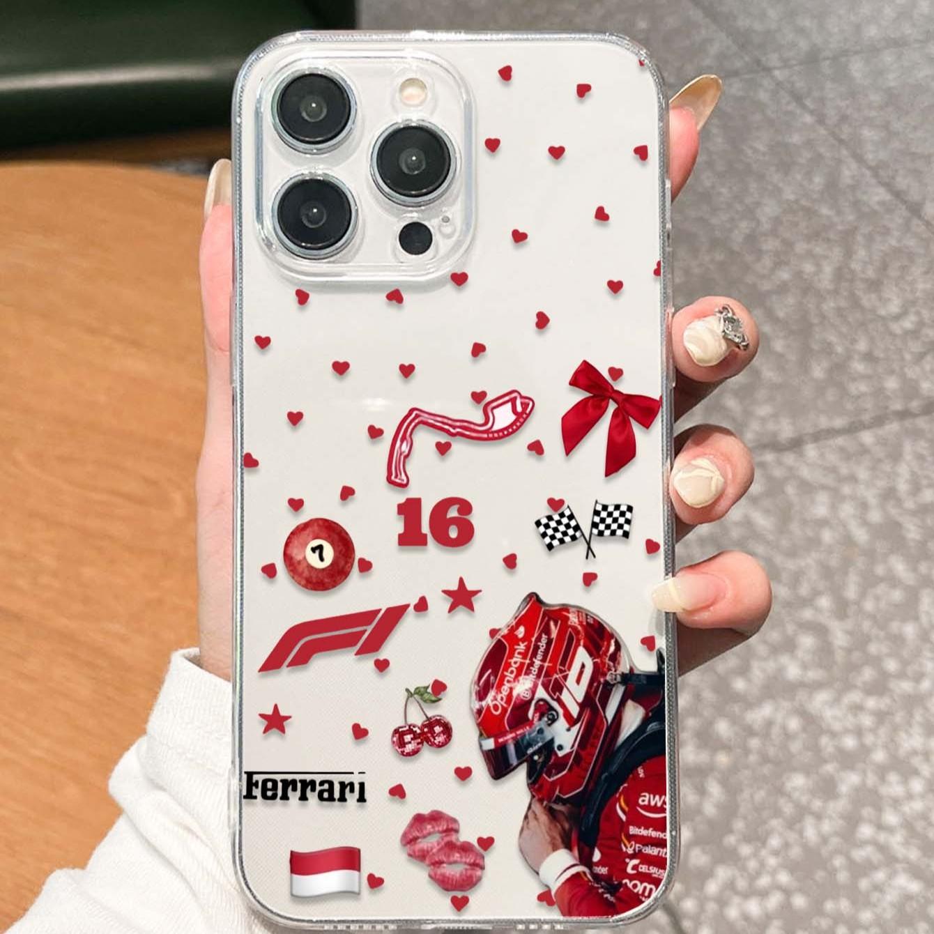 1pc Heart Racing Driver Pattern Tpu Transparent Phone Case, Compatible with Apple iPhone 11 12 13 14 15 Pro Max 16 Plus XR 17 Pro