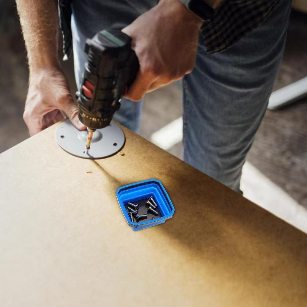 New Colorful Magnetic Silicone Bowl Foldable Dual-Sided Strong Magnet Parts Tray, Industrial Alloy Steel Efficient Chip Removal Multi-Use Drill Bit