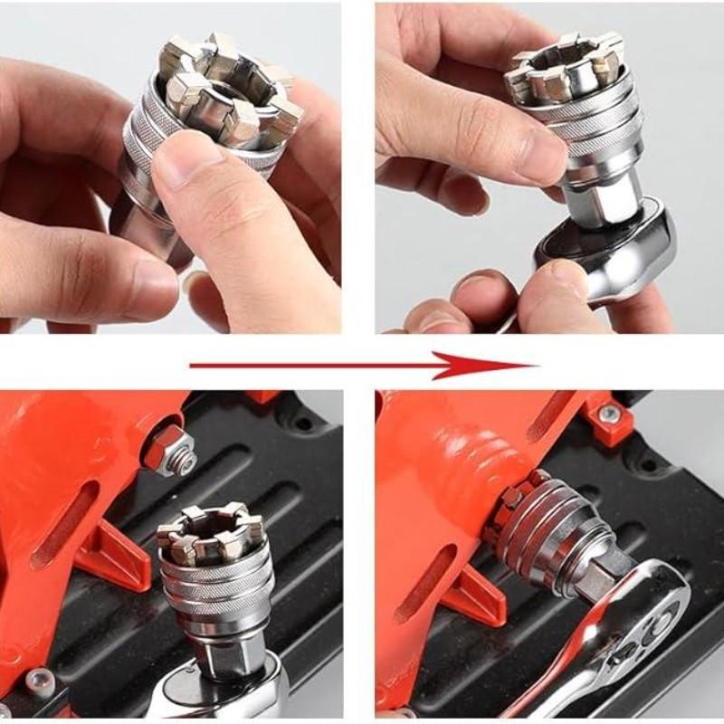 Multi-Function Universal Socket Wrench Tool, Adjustable Universal Socket Wrench, Ratchet Torque Wrench, Power Drill Accessory