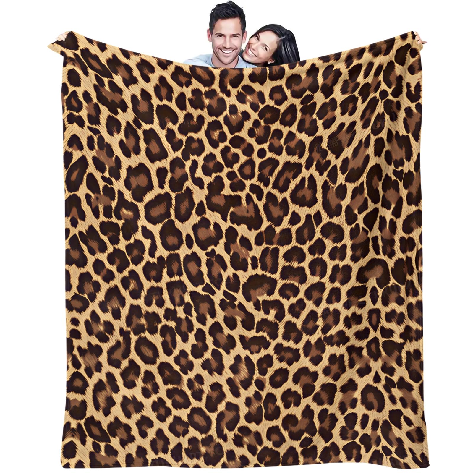 Classic Leopard Print Luxury Vintage Bohemian Throw Blanket, Soft Lightweight Multi-Use Blanket for Car, Home, Library, Office & Nap Time, Perfect Housewarming Birthday Christmas Gift