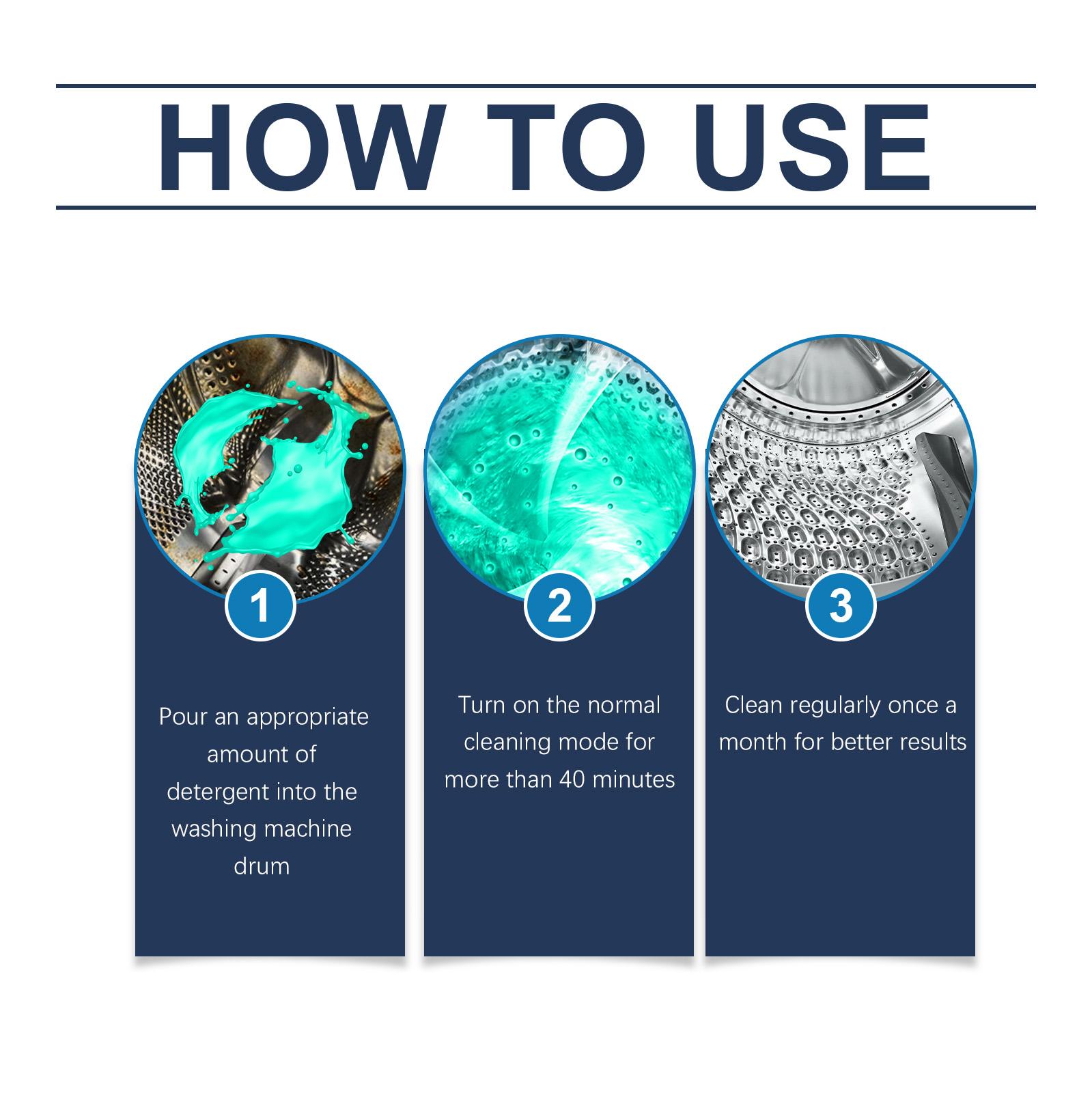 Washing Machine Cleaner Detergent, All Models Compatible, Odor Removal Fresh Low Foam Formula, Protects Inner Drum, Effective Stain Remover