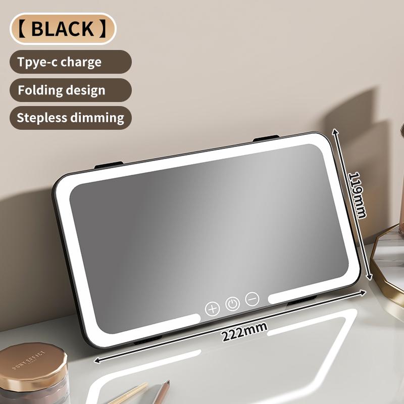 Car Sun Visor Makeup Mirror with 3 LED Lights, Rechargeable Touch-Control Dimmable, Travel Vanity Mirror, Great Gift for Friends