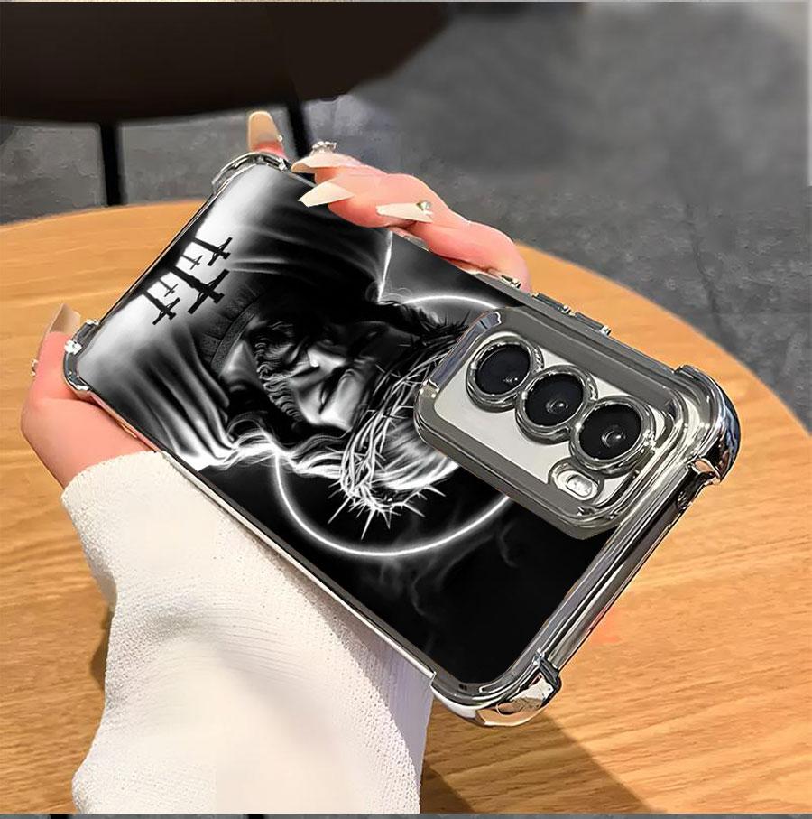 Jesus Clear Protective Four Comers Air Cushion Anti-drop CellPhone Case Clear BracketPhone Case For SAMSUNG GALAXY S22 S23 S24 FE ULTRA PLUS Four Corners Cases #SMYS7