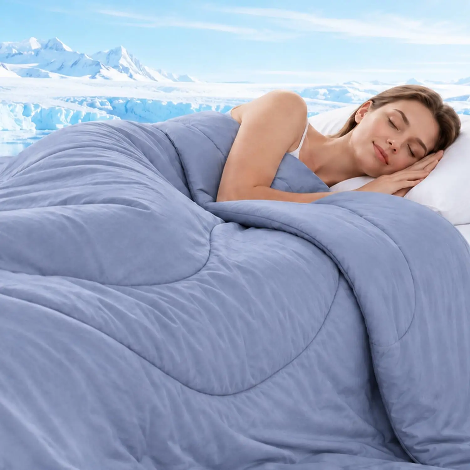Cooling Comforter Queen Size for Hot Sleepers, Lightweight Summer Bedding| Dual-Sided Cooling Blanket with Soft Breathable for Night Sweats, Hot Flashes & All-Season