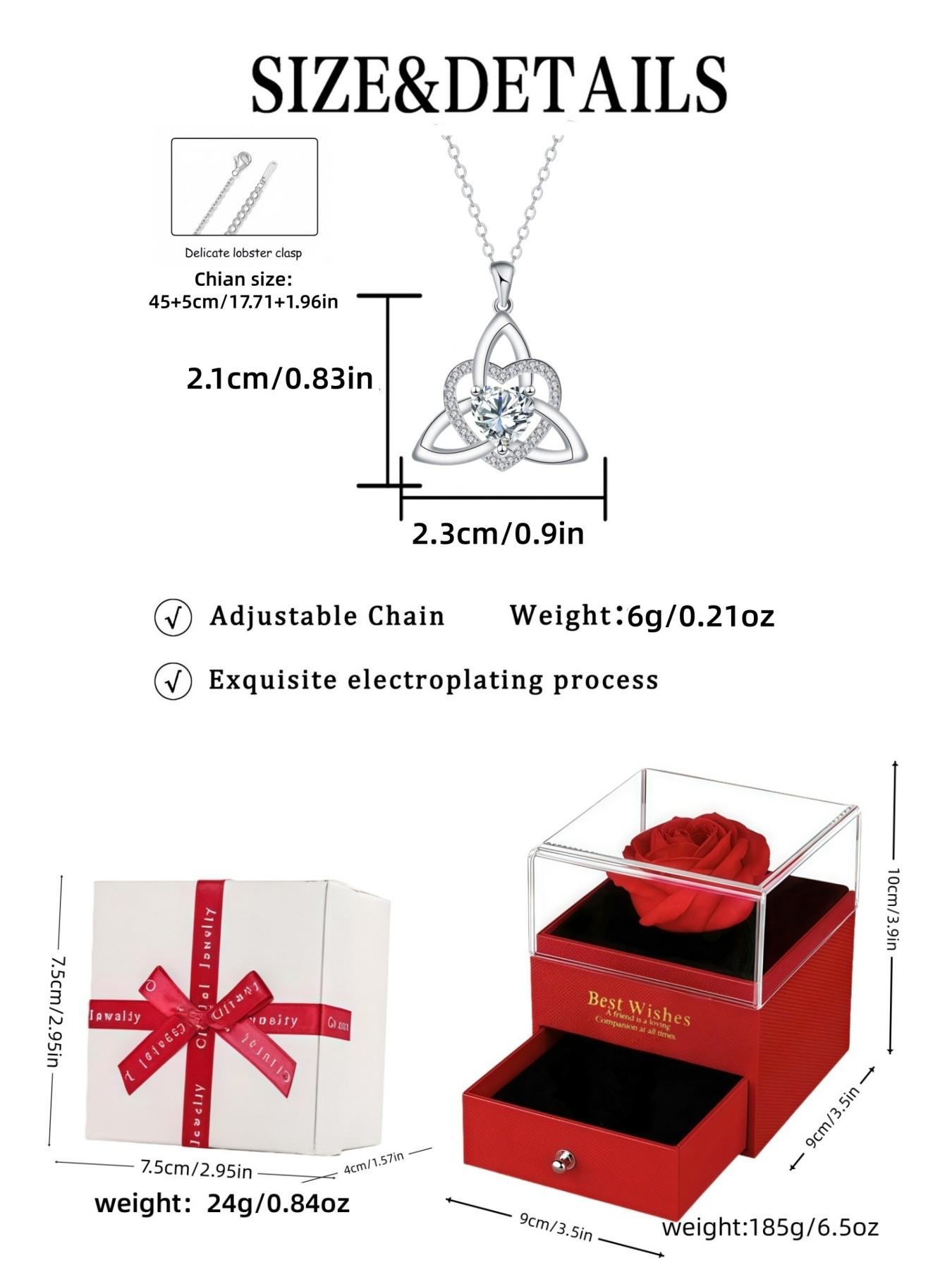 Eternal Star Knot Heart Vintage Celtic Witch Knot gemstone necklace.Paired with a red preserved rose gift box.Ideal gift for festivals, birthdays, Mother’s Day and Valentine’s Day.