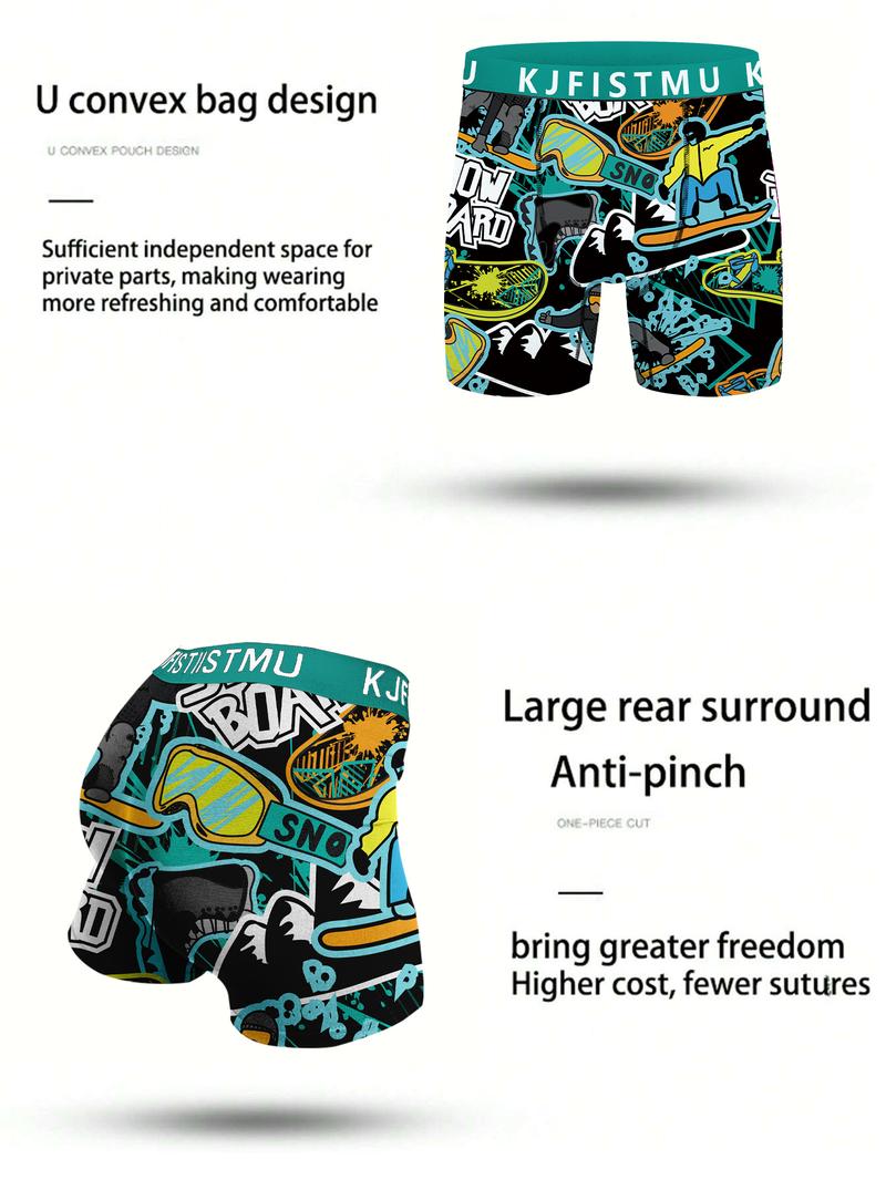 KJFISTMU 12-Piece Men's Street Graffiti Pop Art Briefs Lightweight Soft Breathable Stretch Fit Anti-Roll Hem Sport Waistband Value Pack Christmas Variety