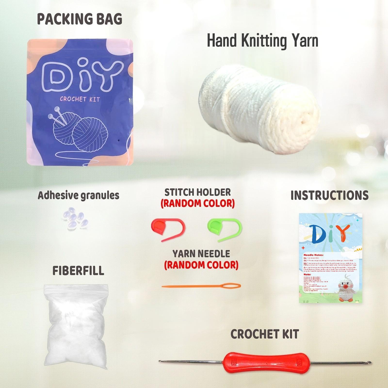 Duckling Crochet Material Package, Cute Crochet Stuffed Animal Kit for Beginners, Includes Yarn, Video Tutorials, Seam Markers and Instructions, Perfect Gift Idea for Birthdays, Handmade Crochet Duck