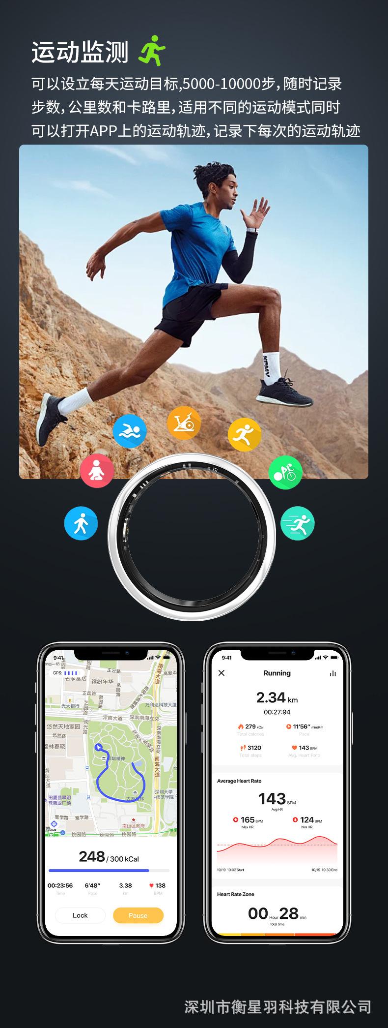 V1 diamond-encrusted smart ring titanium steel ring for men and women, personalized wedding ring accessory, Bluetooth, waterproof, pedometer, sleep and heart rate monitor