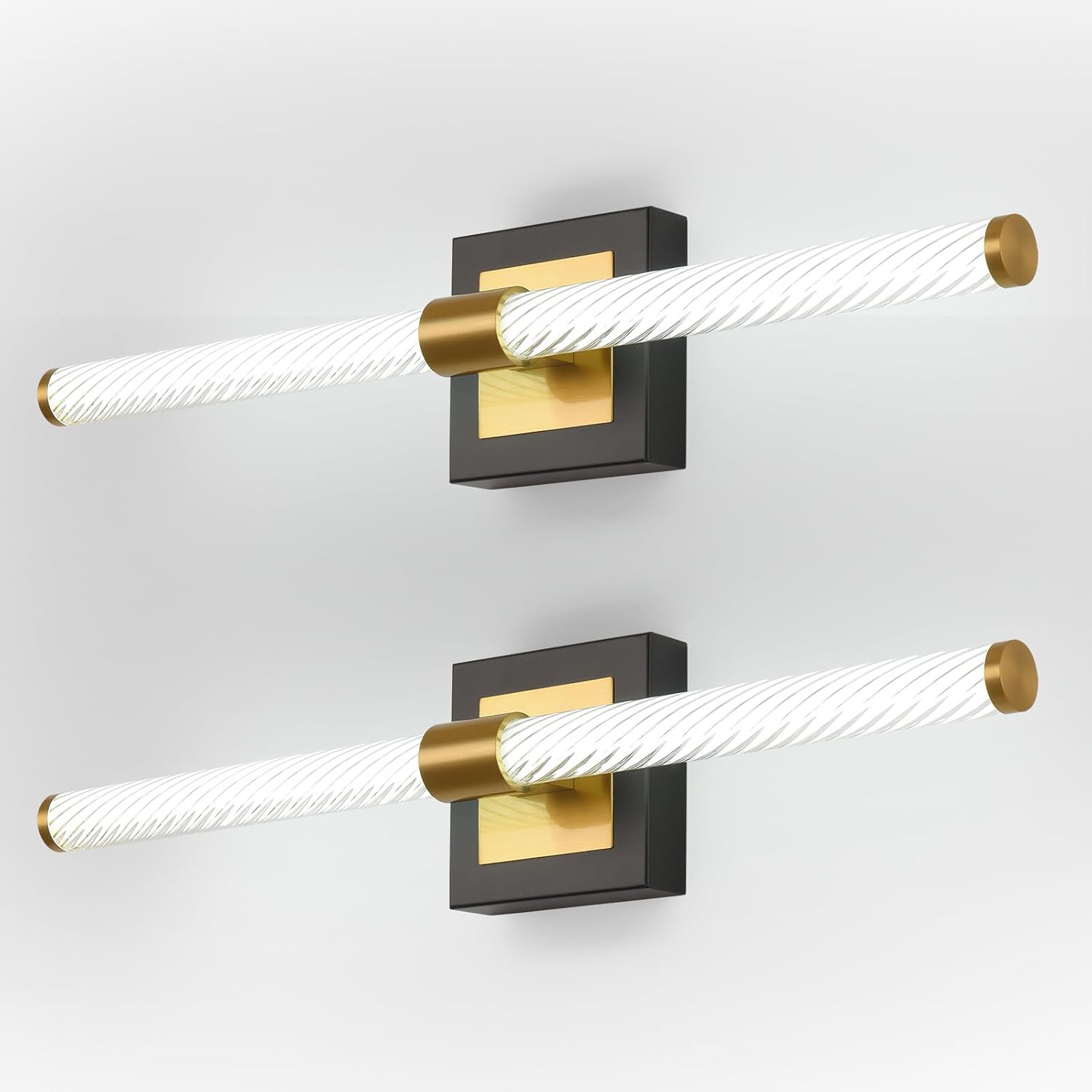 GLITGATE LED Vanity Light, 22 inch/30inch/38inch Dimmable Black and Gold Bathroom Fixture Mirror, 13 Watt/15Watt/20Watt 6000K Modern Linear Bathroom Vanity Light, 360 Degree Wall Sconce (White),Halloween, Black Friday, Christmas