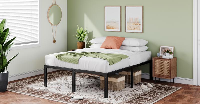 MUTICOR Heavy Duty Twin/ Full/ Queen/ King Platform Bed Frame,Self-Attached Headboard, 【Frame Only No Mattress】No Box Spring Needed,Noise-free, Non-Slip Design,#TikTokShopBlackFriday #ChristmasGifts