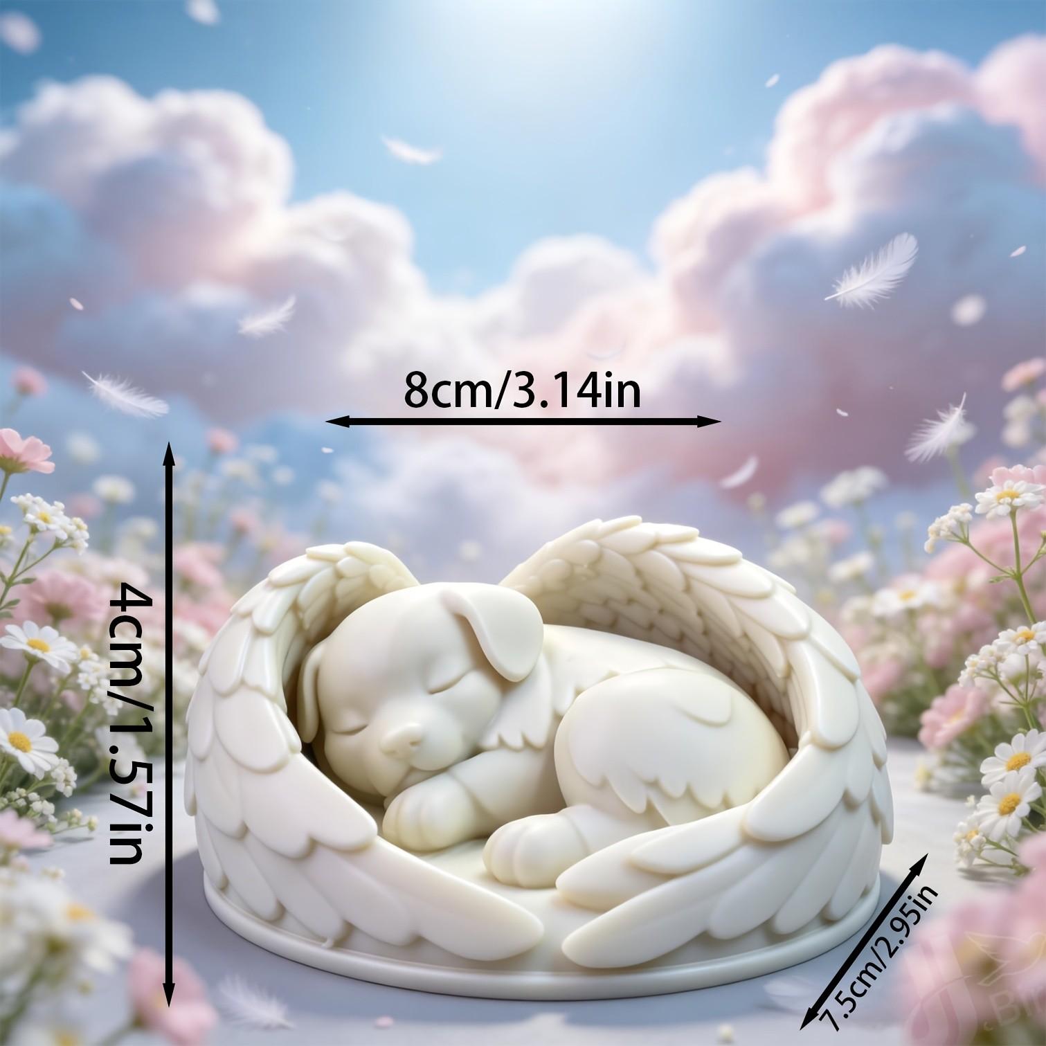 Angel Wings Sleeping Dog Figurine, Cute Style Collectible Handmade Toy, Home Bookshelf Desktop Decoration, Creative Art Display