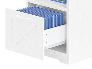 DWVO L Shaped Desk with Power Outlets, 60 Inch Computer Desk Corner Desk with File Drawer, Home Office Desk with Monitor Stand & Storage Shelves, L-Shaped Desk with File Cabinet