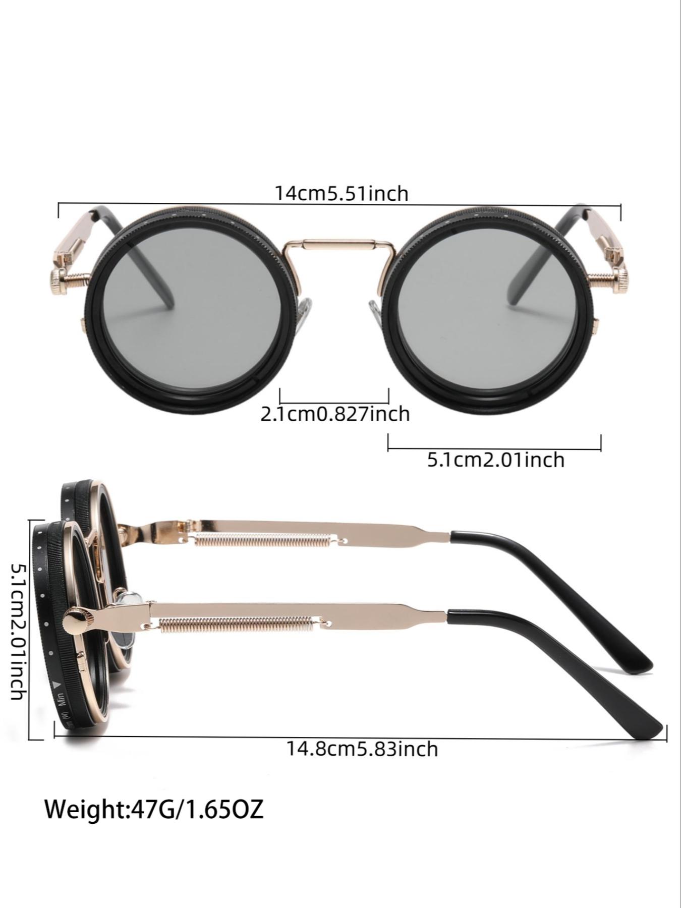 Steampunk Round Adjustable Rotating Aluminum Magnesium Lenses, Fashion Glasses Unisex Polarized Colors Adjustable, All Seasons