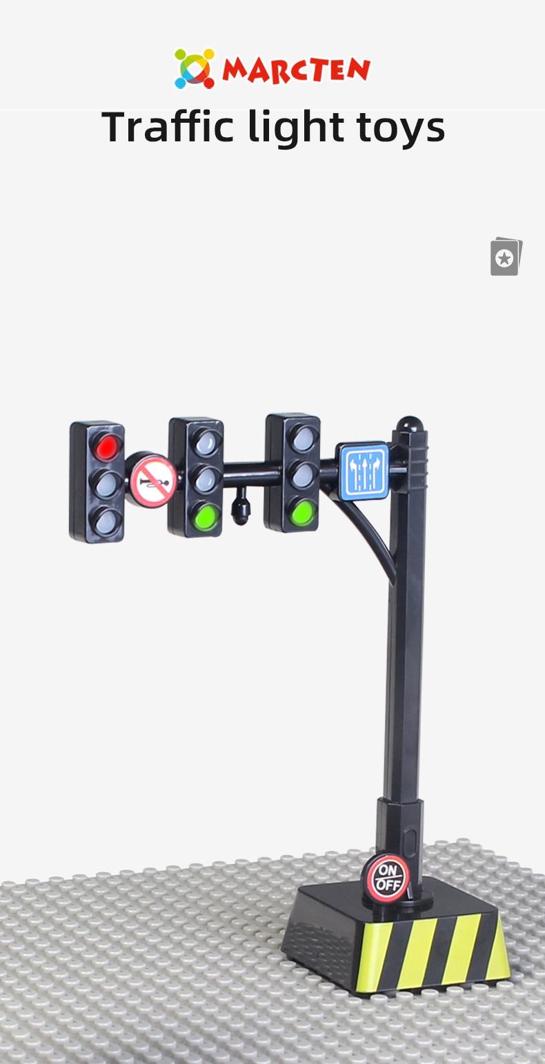 Educational Traffic Light Set, Interactive Teaching Aid, Durable Design, Enhances Game Experience, Car Toy Scene